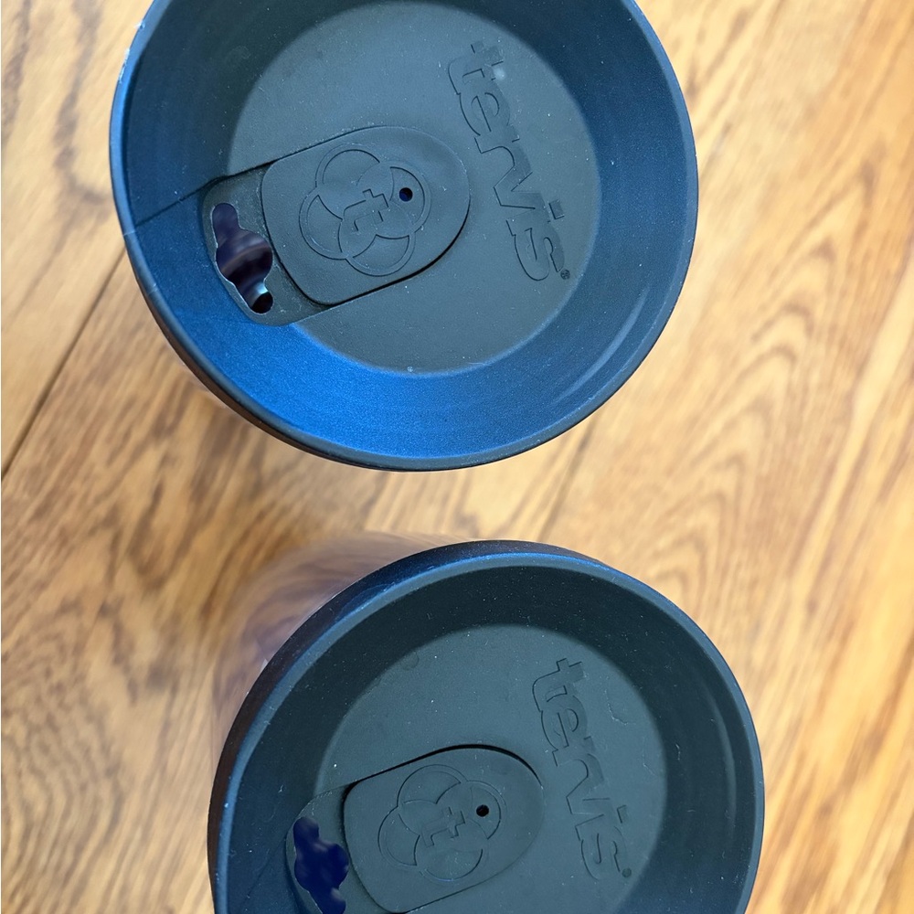 TWO Tervis Black Lid Tumblers with Blue and White Dots - Picture 5 of 5